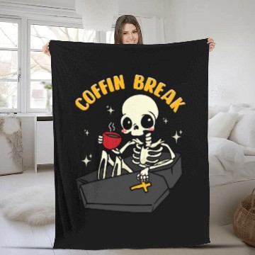 Discover Coffee Fun Coffin Break Skeletons Coffee Mortician Funeral Fleece Blankets