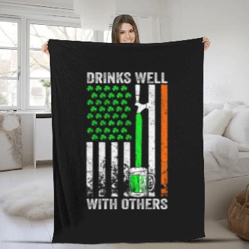Discover Beer Fun Drinks Well With Others St Patrick s Day Drunk Beer Funny 7 Fleece Blankets