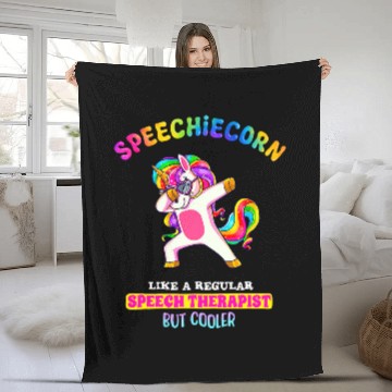 Discover Speech Language Pathologist Funny Speech Unicorns Therapy Fleece Blankets
