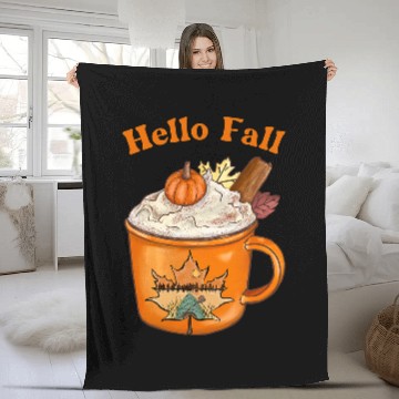 Discover Cute Fall Hello Fall Pumpkin Spice Fall Leaves Outdoors Zip Fleece Blankets