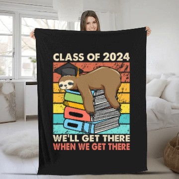 Discover Sloth Pet Retro Senior Class Of 2024 Sloth Cap Graduation Sheeping Baseball Tees Fleece Blankets