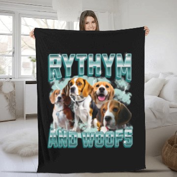 Discover Funny 90s Bootleg Rap For Beagle Lovers For Animal Lovers Fleece Blankets