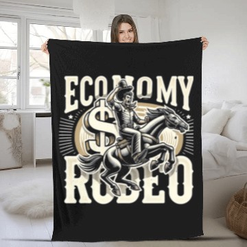 Discover Economy Rodeo Cowboy Funny Graphic Tees Fleece Blankets