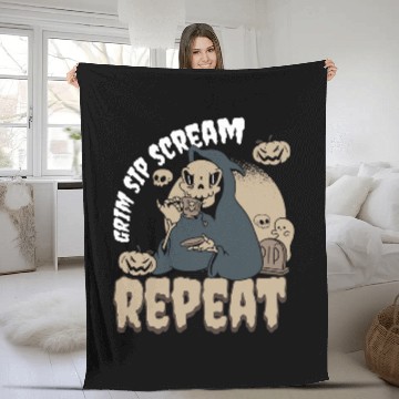 Discover Coffee Fun Grim Sip Scream Repeat Halloween Coffee 1 Baseball Tees Fleece Blankets