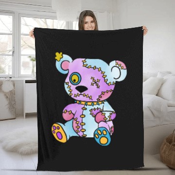 Discover Bear Pet Patchwork Creepy Teddy Bear Voodoo Cute Goth Baseball Tees Fleece Blankets