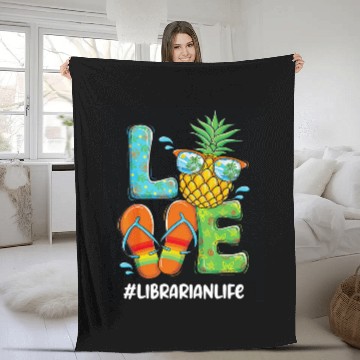 Discover Librarian Job Love pineapples 2Summer Librarian Fleece Blankets