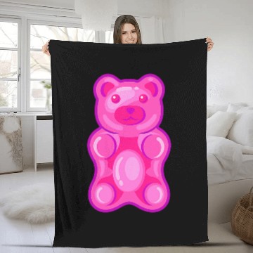 Discover Bear Pet Pink Gummy Bear Candy Fleece Blankets