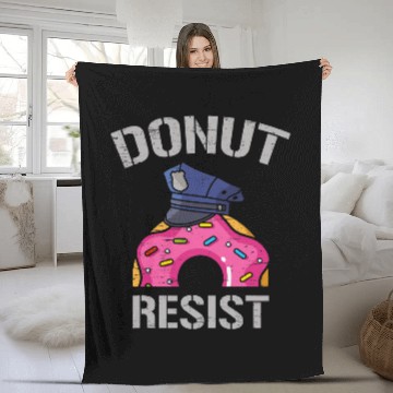 Discover Donut Resist Law Enforcement Cop Policeman Baseball Tees Fleece Blankets
