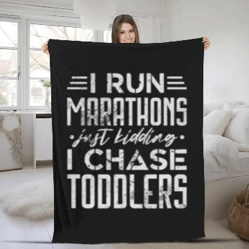 Discover Daycare Teacher I Run Marathons I Chase Toddlers Distressed Baseball Tees Fleece Blankets