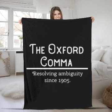 Discover Funny Grammar Police Saying Oxford Comma Fleece Blankets