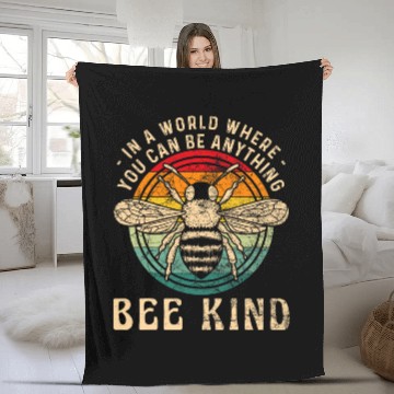 Discover In A World You Can Bee Anything Beekeeper Insects Apiology Fleece Blankets