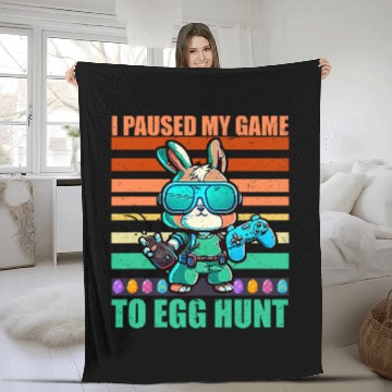 Discover I Paused My Game To Egg Hunt Funny Easter Day Video Game Boy 1 Fleece Blankets