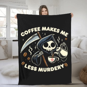 Discover Coffee Fun Grim Reaper Coffee Lover Dark Humor Caffeine Baseball Tees Fleece Blankets