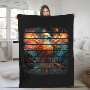 Discover Retro rainbow anime phoenix Fires bird flying Fenix rebirth Fleece Blankets