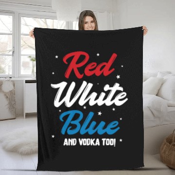 Discover Wines Fun Red White Blue and Vodka Too Baseball Tees Fleece Blankets