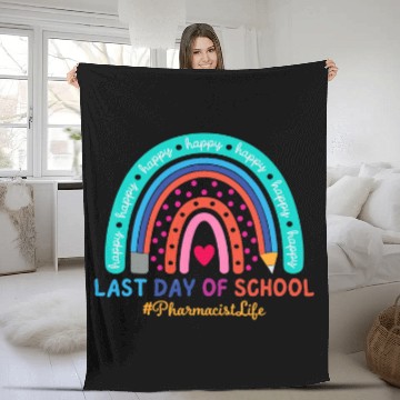 Discover Pharmacist Happy Last Day School Rainbow Baseball Tees Fleece Blankets