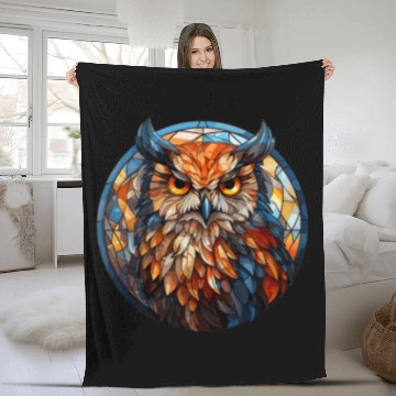 Discover Owl Pet Aesthetic Stained Glass Owl 3 Fleece Blankets