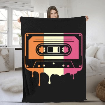 Discover Retro 80s Cassette Neapolitan Ice Cream Melting Cassette Fleece Blankets