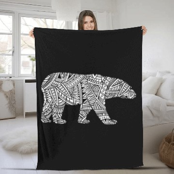 Discover Bear Pet Polar Bear Arctic Animal Aztec Maya Maori Tribal Pattern Baseball Tees Fleece Blankets