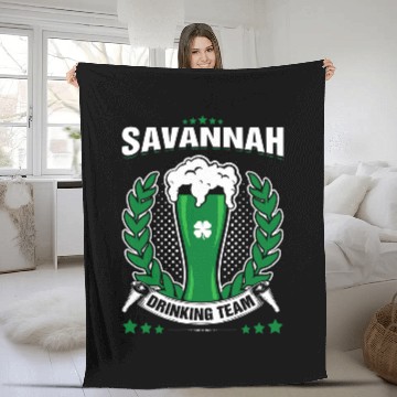 Discover Beer Fun Savannah Drinking Team St Patricks Day Green Beer Pun Fleece Blankets