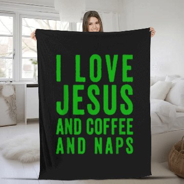 Discover Coffee Fun I Love Jesus And Coffee And Naps 2 Fleece Blankets