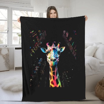 Discover Giraffe Pet Animal Geometric Abstract Colorful Artwork Giraffe Fleece Blankets