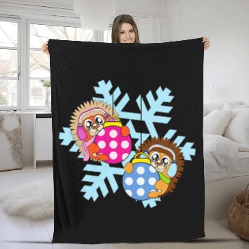 Discover Hedgehog Pet Christmas Balls Winter Snowflake Snow 3 Fleece Blankets