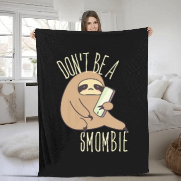 Discover Sloth Pet Smombie Sloth Bored Sloth With Mobile Phone 2 Fleece Blankets