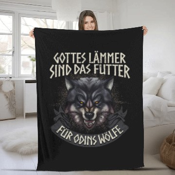 Discover Odins Wolves God Lamb Germanen Clothing Saying Viking Fleece Blankets