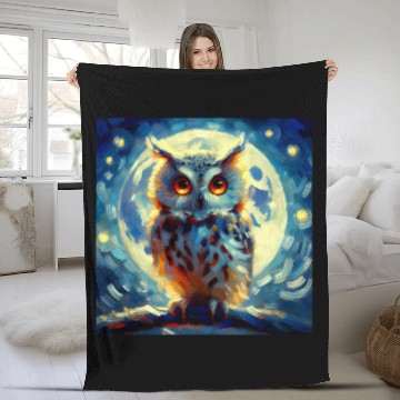 Discover Owl Pet Ancient Hellenic Owl Vibrant Bird Nerd T Boho Nature 6 Fleece Blankets