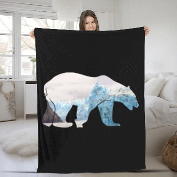 Discover Bear Pet Polar Bear Animal Double Exposure Realistic Wildlife Design Zip Fleece Blankets