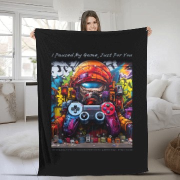 Discover I Paused My Game Just For You AI Generated Graffiti Gaming Fleece Blankets