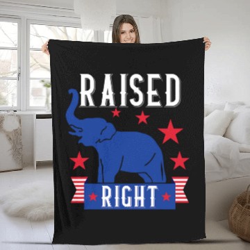 Discover Raised Right Republican Instilled Values Integrity Pride Fleece Blankets
