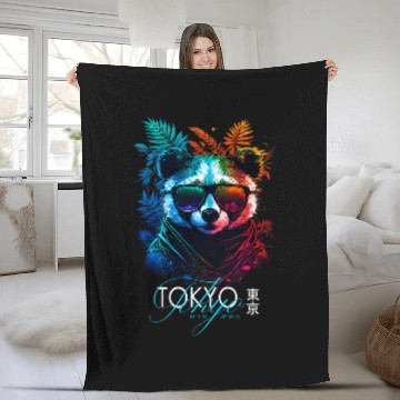 Discover Panda Pet Tokyo coordinates Panda Vaporwave Design Baseball Tees Fleece Blankets