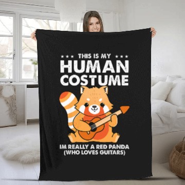 Discover Panda Pet This Is My Human Costume Red Panda Guitarist Fleece Blankets