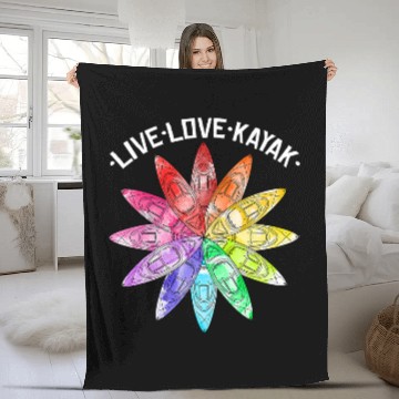 Discover Live Love Kayak Kayaking Paddling Kayakers Fleece Blankets