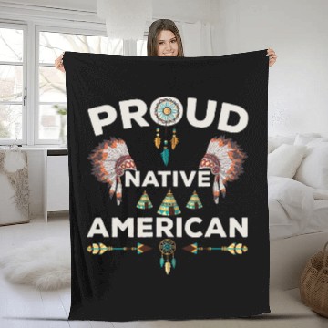 Discover Proud Native American Dream Catcher Feather Headdress Tepee Fleece Blankets