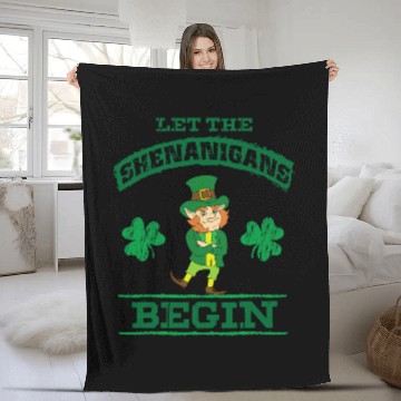 Discover Beer Fun Saint Patrick Let The Shenanigans Begin Green Beer Drinking Fleece Blankets
