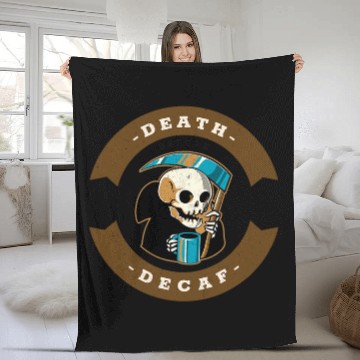 Discover Coffee Fun Death Before Decaf Fleece Blankets