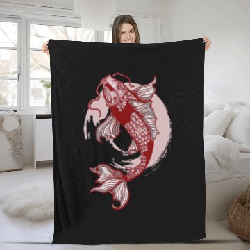 Discover Japanese Tattoo Koi Fish Nishikigoi Fish Gift 3 Fleece Blankets