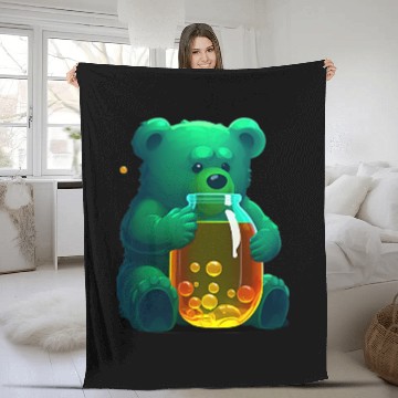 Discover Bear Pet Cute Green Gummy Bear Fleece Blankets