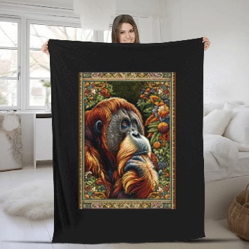Discover Lion Pet Artwork Elegant Tapestry Motif Style Zip Fleece Blankets