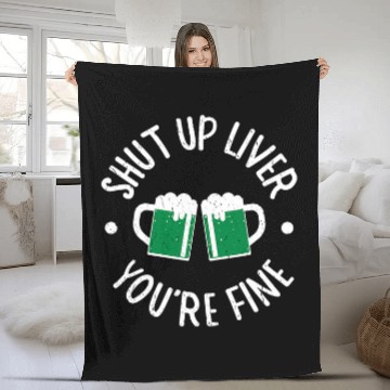 Discover Beer Fun Saint Patricks Day Sarcastic Green Beer Drinking Funny Green Fleece Blankets