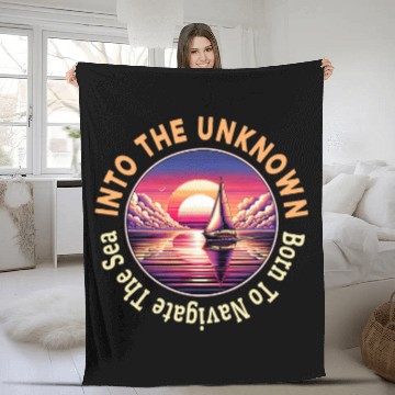 Discover Into The Unknown Navigate Sea Sailing Sunset Sunrise Yacht Zip Fleece Blankets