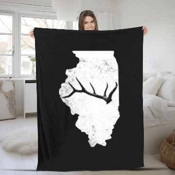 Discover Elk Deer Shed Antler Hunting Illinois MAP T Fleece Blankets