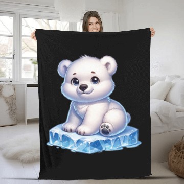 Discover Bear Pet Polar Bear Arctic Winter Animal 13 Zip Fleece Blankets
