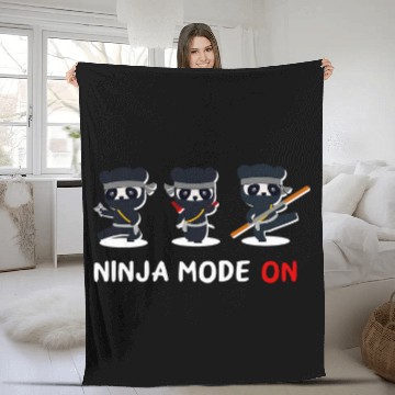 Discover Panda Pet Ninja Mode On Cute Funny Panda Fleece Blankets for KungFu Lovers Fleece Blankets