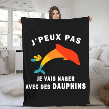 Discover je peux pas je vais swim avec des dolphins Fleece Blankets