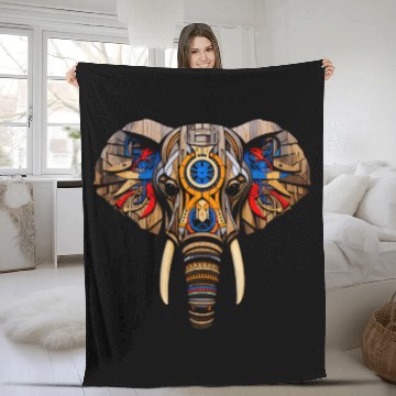 Discover Elephant Pet Sculpture Art Animal Geometric Graphic Elephant Fleece Blankets