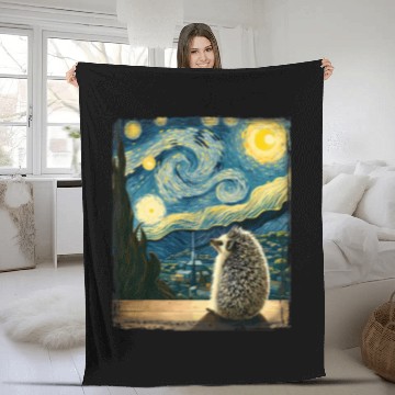 Discover Hedgehog Pet Artistic Hedgehog Van Gogh Style Starry Night Hedgehog Baseball Tees Fleece Blankets